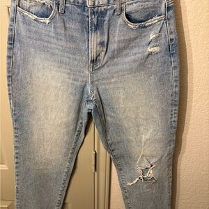 Classic Light Blue Distressed Straight Leg Jeans